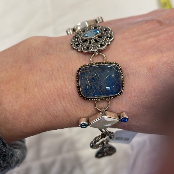 Mars & Valentine Jewelry - Mars & Valentine Sterling Rutilated Quartz, Pearl, Topaz Bracelet